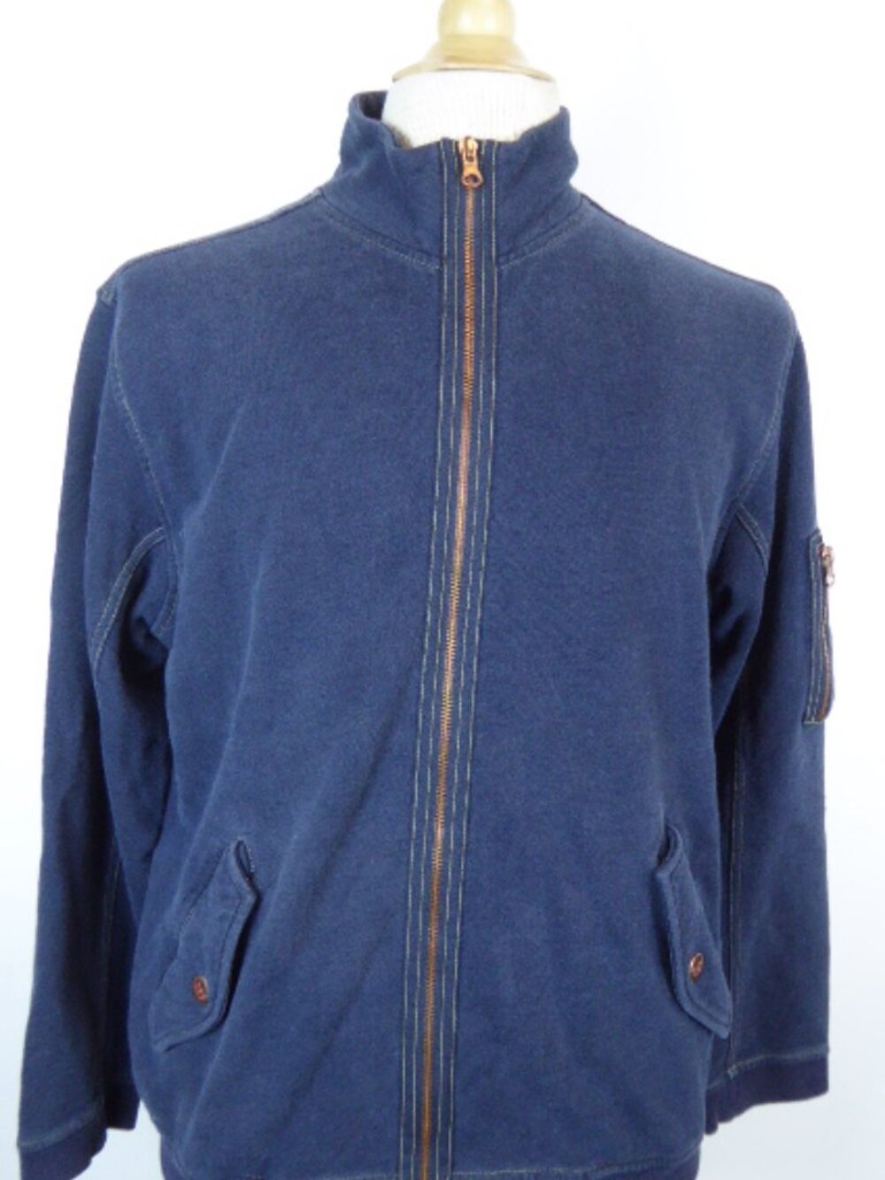 DUCK & COVER navy zip card-jacket athliesure cotton terry M